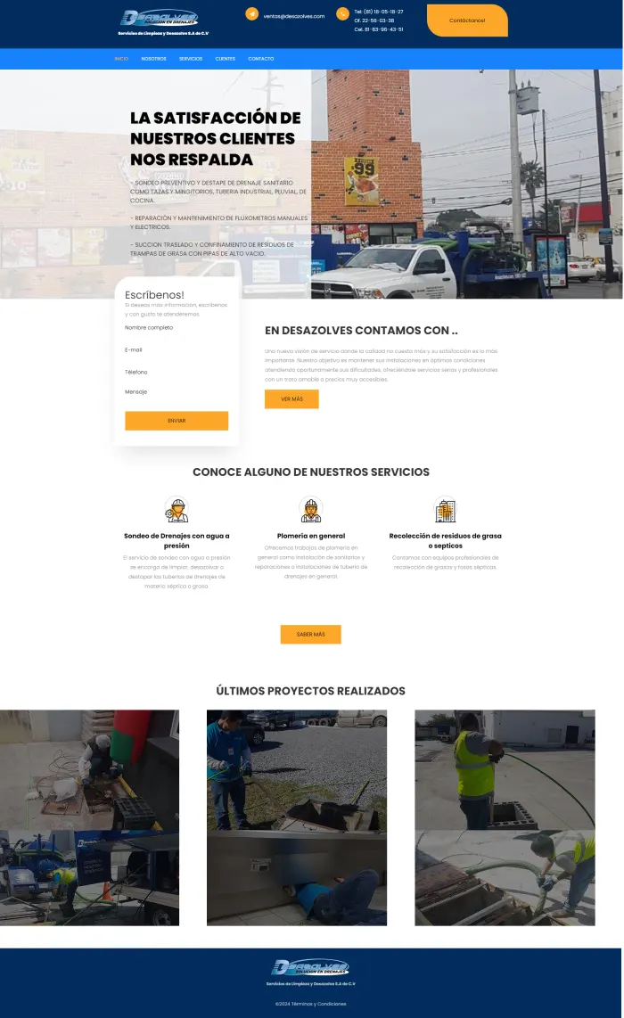 Sitio web de Desazolves Monterrey