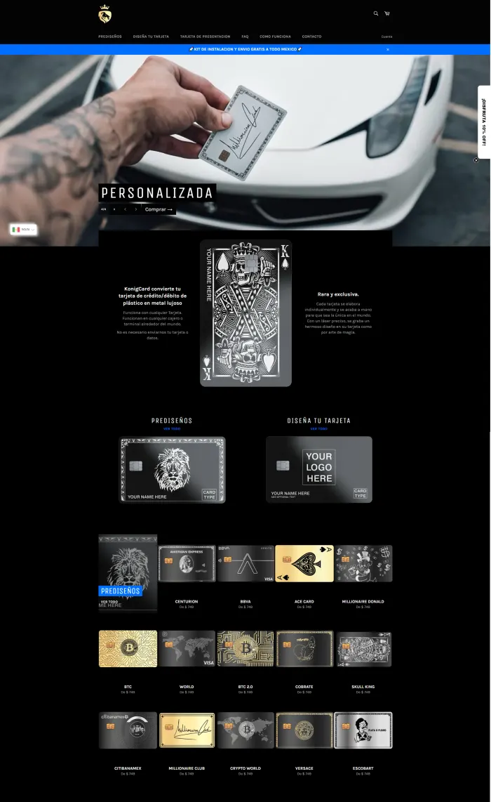 Sitio web de Konig Cards