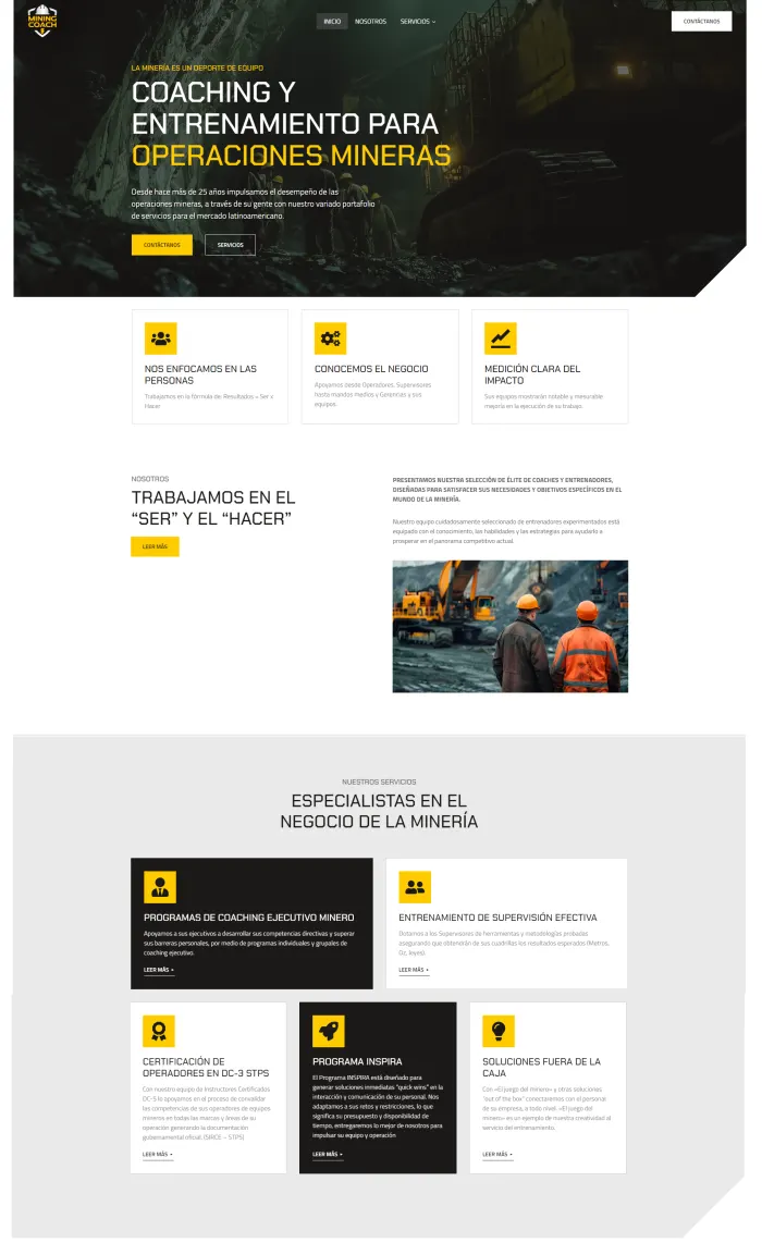 Sitio web de Mining Coach
