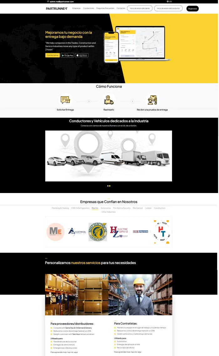 Sitio web de Part Runner